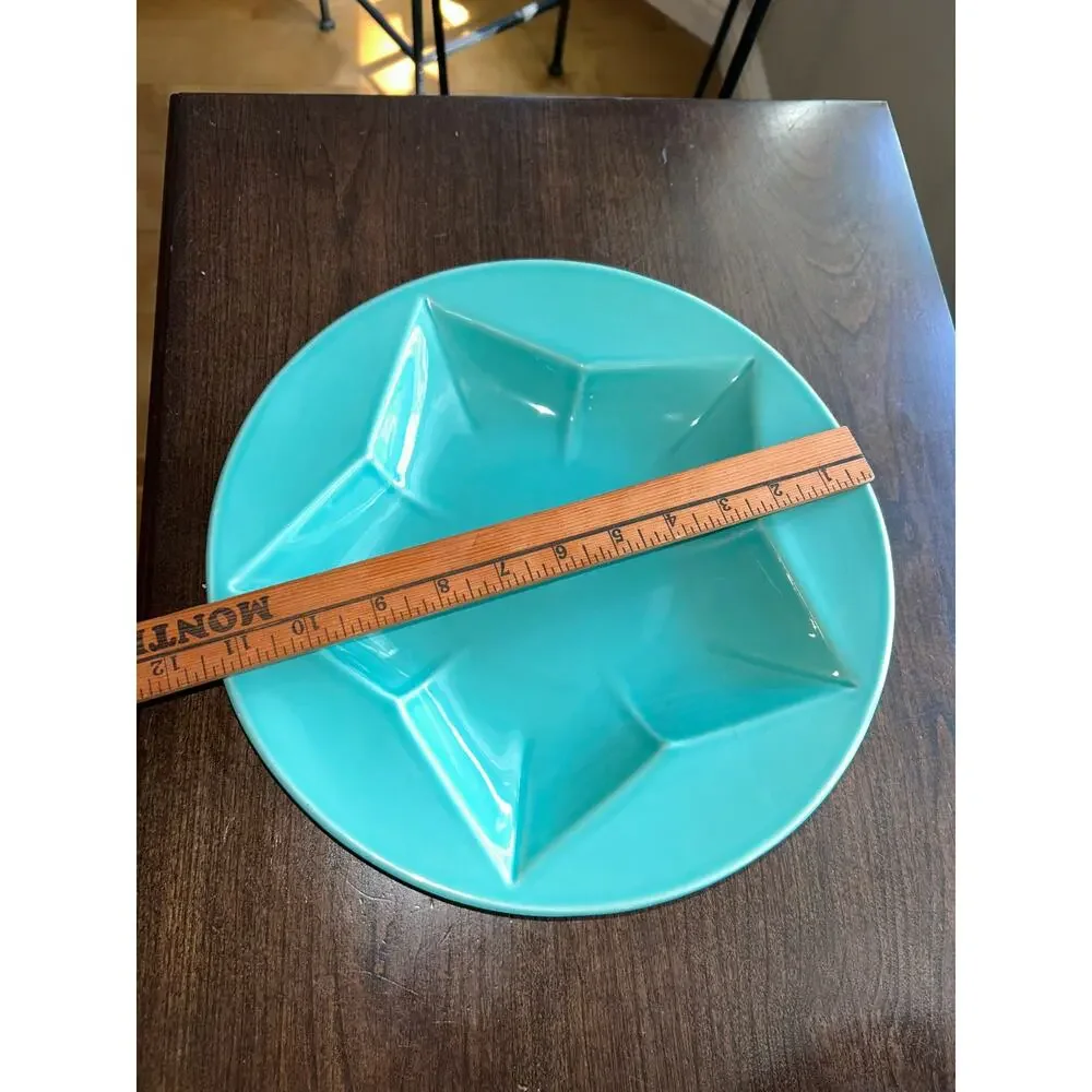 Vintage Homer Laughlin Fiesta Ware Star Shaped Serving Bowl 11” turquoise